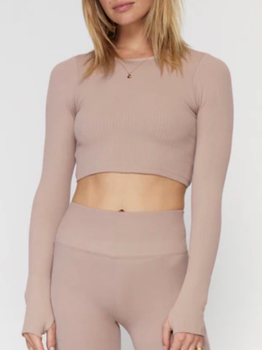 Spiritual Gangster Serene Twist Back Long Sleeve Top in Rose Taupe